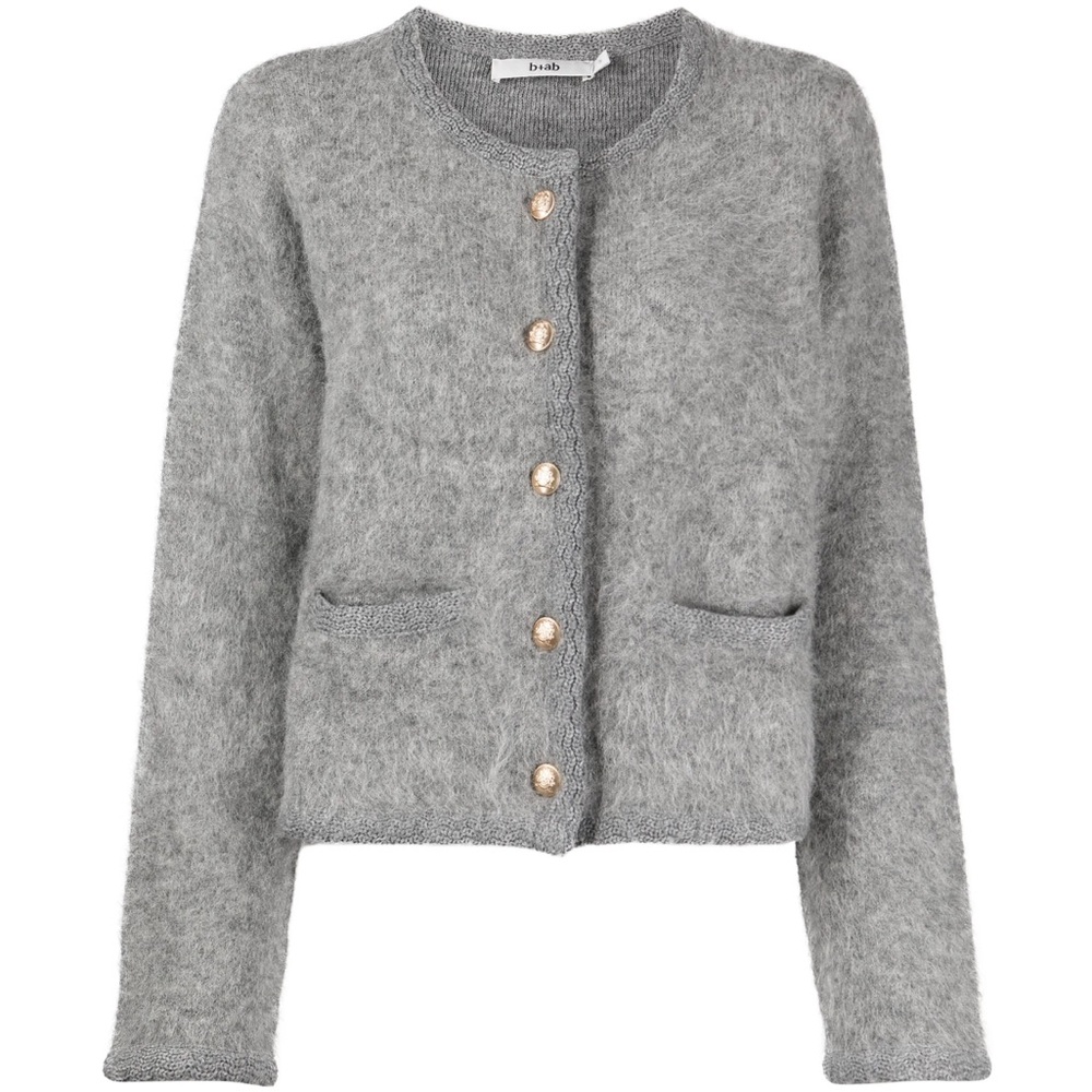 b+ab button-up brushed-finish cardigan